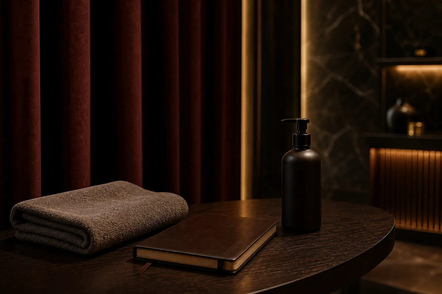 Приватная SPA-комната с аккуратно сложенными полотенцами и приглушённым светом